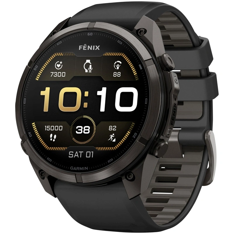 Умные часы Garmin Fenix 9 Pro 51mm AMOLED Sapphire Carbon Gray DLC Titanium with Black/Pebble Gray Silicone (010-04337-67)