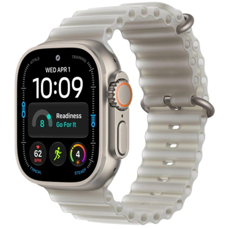 Умные часы Apple Watch Ultra 4 (2026) GPS+Cellular 49mm Natural Titanium Case (Ремешок Translucent Grey Ocean Band)