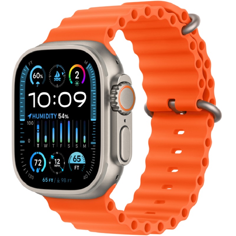 Apple Watch Ultra 2 GPS 49mm Titanium Case (Ремешок Ocean Оранжевого цвета)
