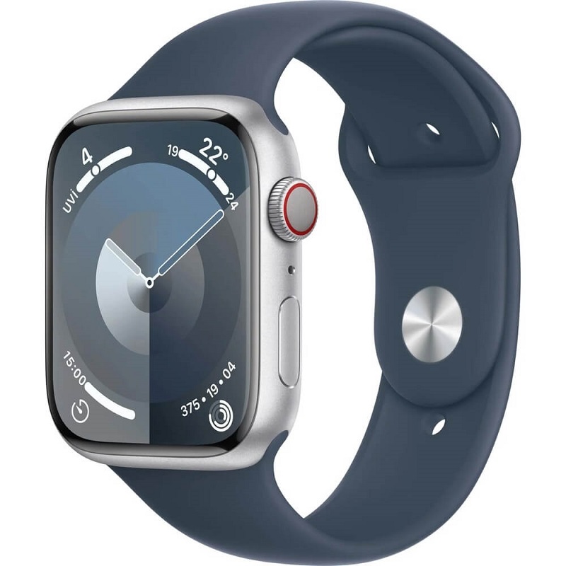 Умные часы Apple Watch Series 9 41mm Aluminium with Sport Band (Серебро/Ремешок Штормовой синий)