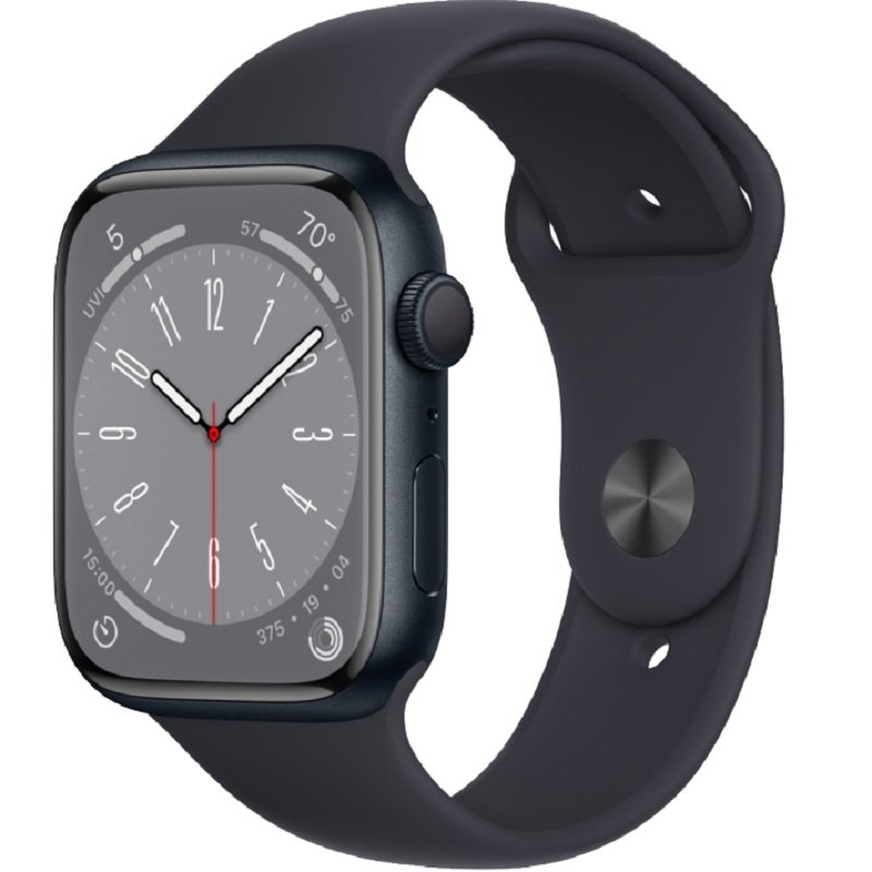 Умные часы Apple Watch Series 8 41mm Aluminium with Sport Band (Черные/Ремешок черный силикон)