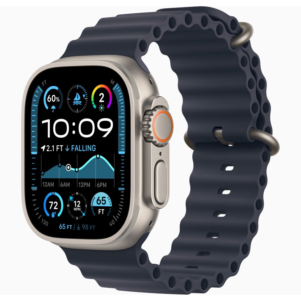 Apple Watch Ultra 2 (2024) GPS + Cellular 49mm Natural Titanium (Ремешок Ocean Темно-синего цвета)