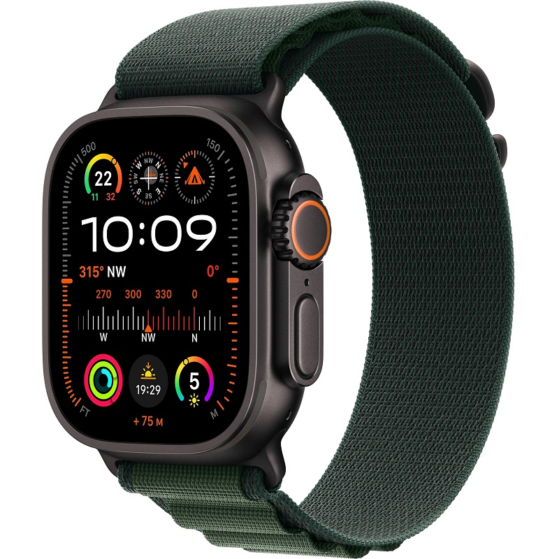 Apple Watch Ultra 2 (2024) GPS + Cellular 49mm Black Titanium (Ремешок Alpine Зеленого цвета)