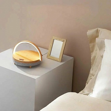 картинка Колонка с функцией беспроводной зарядки EZVALO Wireless Charger Music Lamp (LYYD01) (Под дерево) от Дисконт "Революция цен"