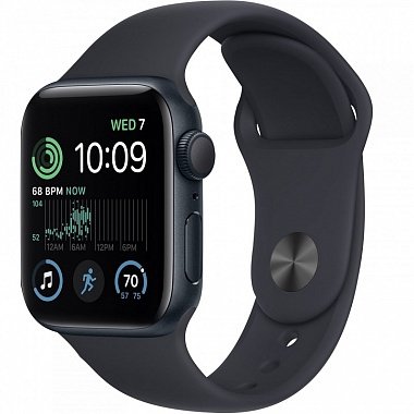 картинка Часы Apple Watch SE2 GPS 44mm Aluminum Case with Sport Band (Серые/Ремешок черный силикон) от Дисконт "Революция цен"