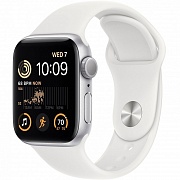 Часы Apple Watch SE2 GPS 44mm Aluminum Case with Sport Band (Белые/Ремешок белый силикон)
