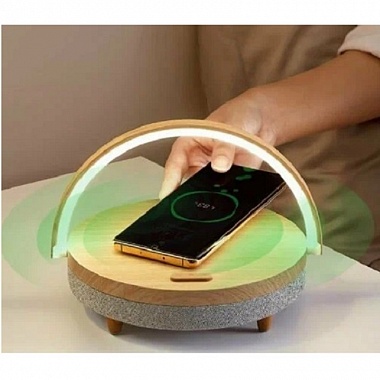 картинка Колонка с функцией беспроводной зарядки EZVALO Wireless Charger Music Lamp (LYYD01) (Под дерево) от Дисконт "Революция цен"
