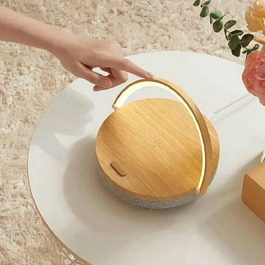 картинка Колонка с функцией беспроводной зарядки EZVALO Wireless Charger Music Lamp (LYYD01) (Под дерево) от Дисконт "Революция цен"